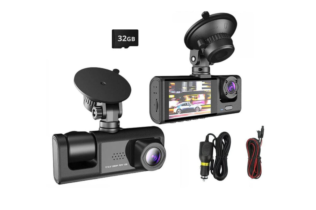 3-Camera Dash Cam with 32GB Card