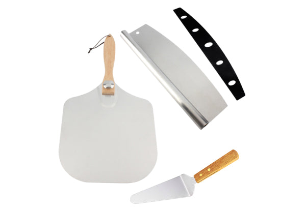 Pizza Spatula Set with Foldable Wooden Handle