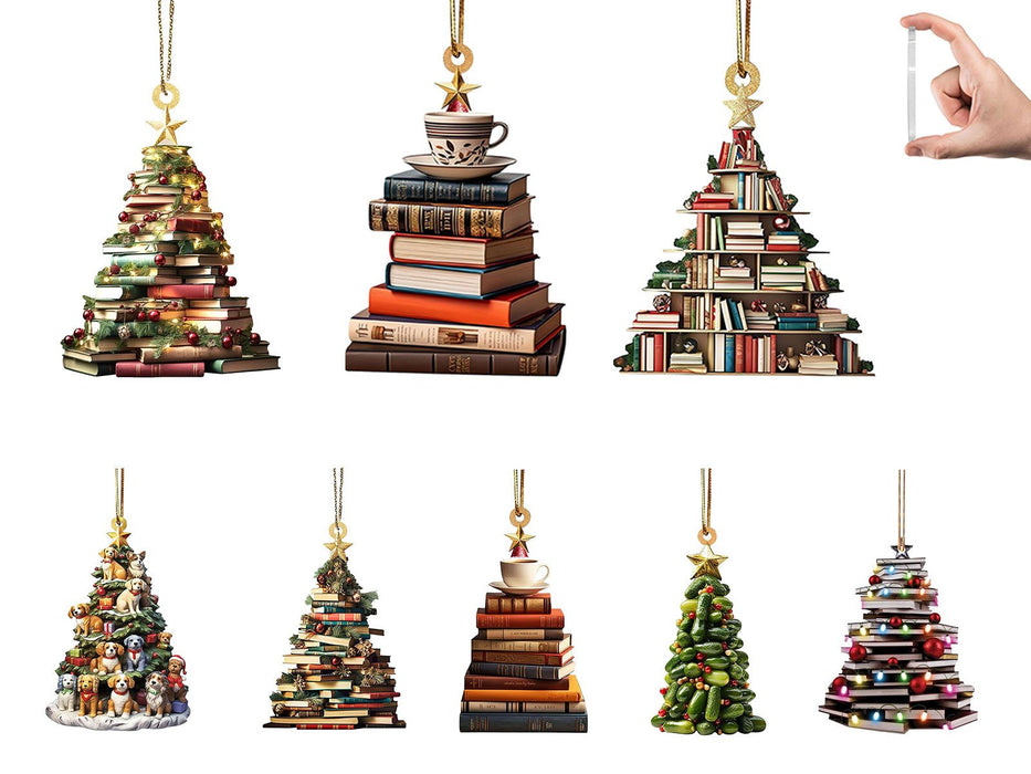 8 Pcs Acrylic Book-Shaped Ornament Christmas Tree Decor