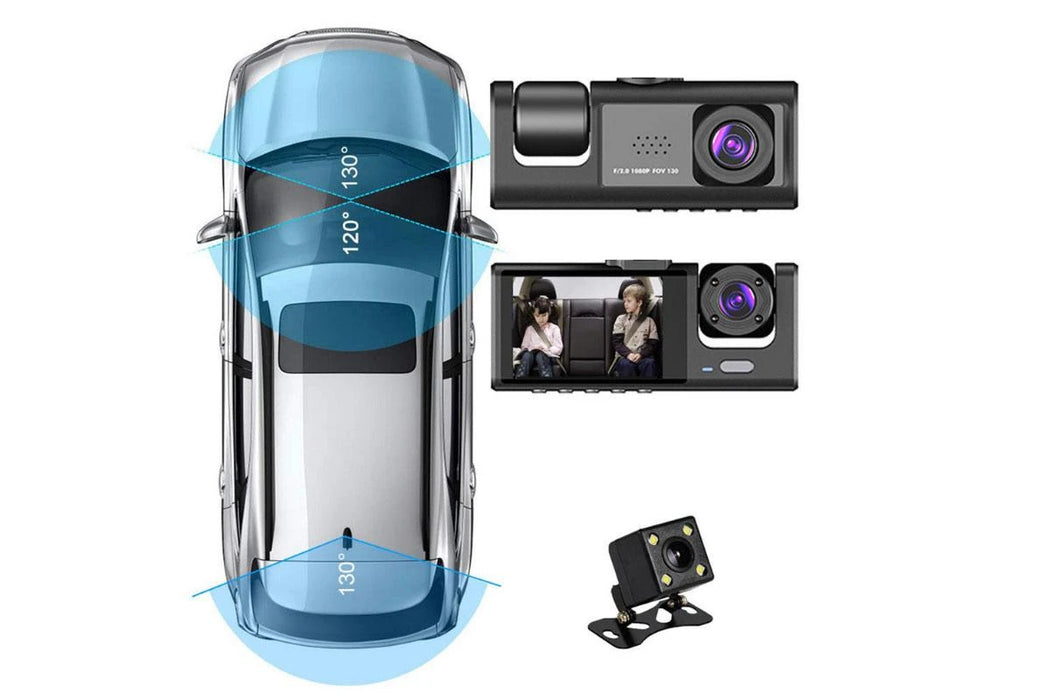 3-Camera Dash Cam with 32GB Card