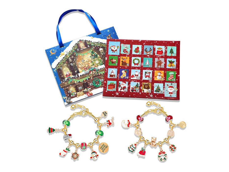 24 Days Christmas Countdown Calendar Advent Blind Box DIY Bracelet Kit