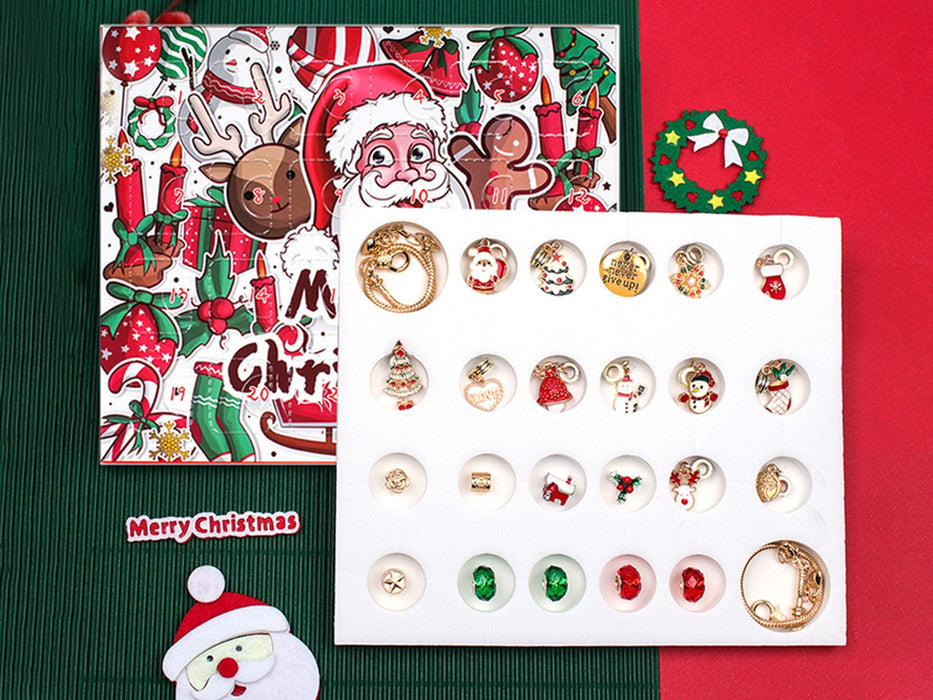 24 Days Christmas Countdown Calendar Advent Blind Box DIY Bracelet Kit