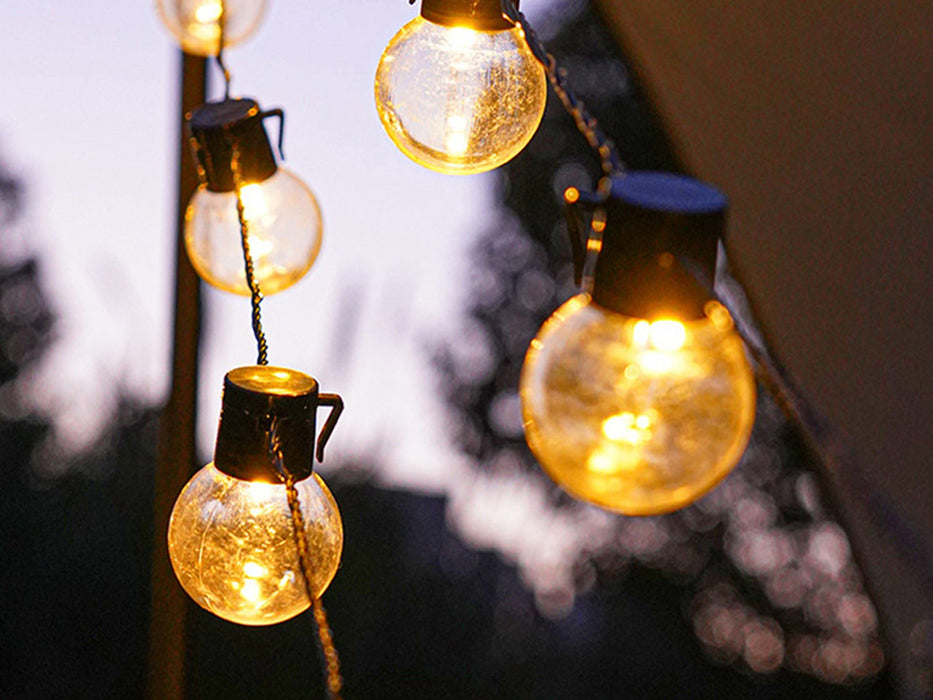 Retro Solar LED Garden String Lights with Festoon Bulbs