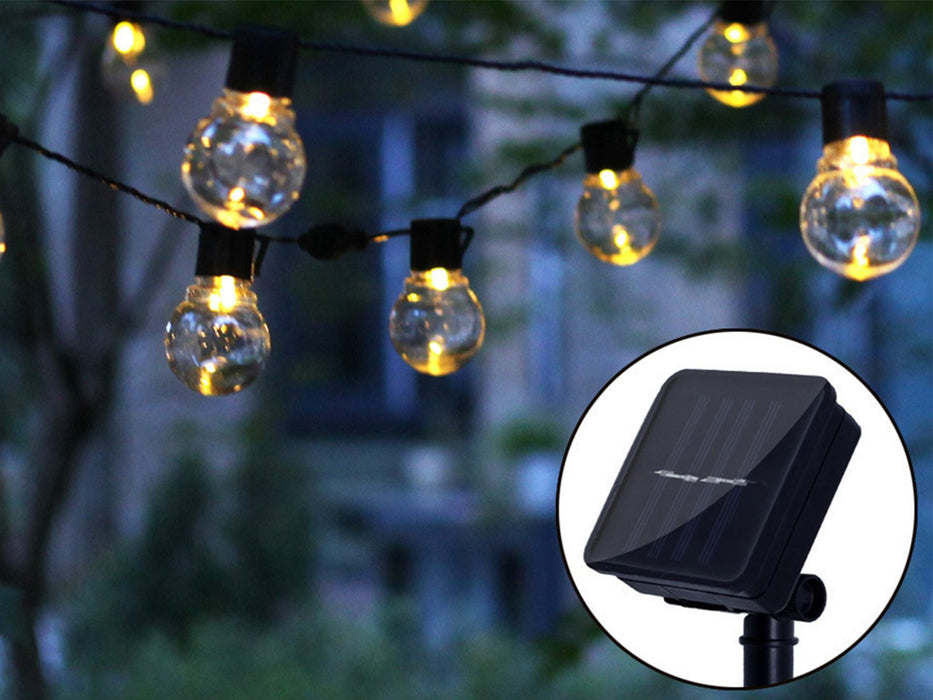 Retro Solar LED Garden String Lights with Festoon Bulbs