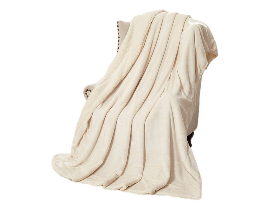 Faux Sherpa Lambswool Throw Blanket - Reversible