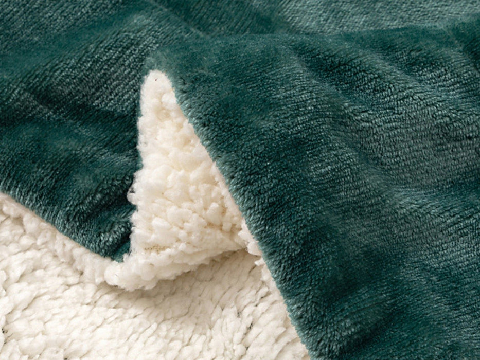 Faux Sherpa Lambswool Throw Blanket - Reversible