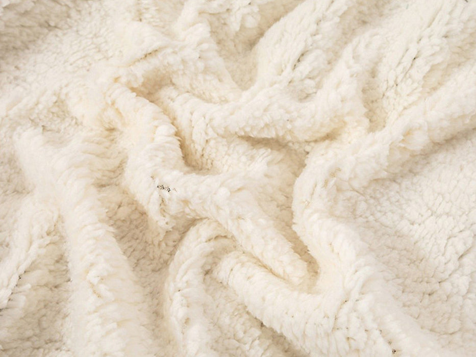 Faux Sherpa Lambswool Throw Blanket - Reversible