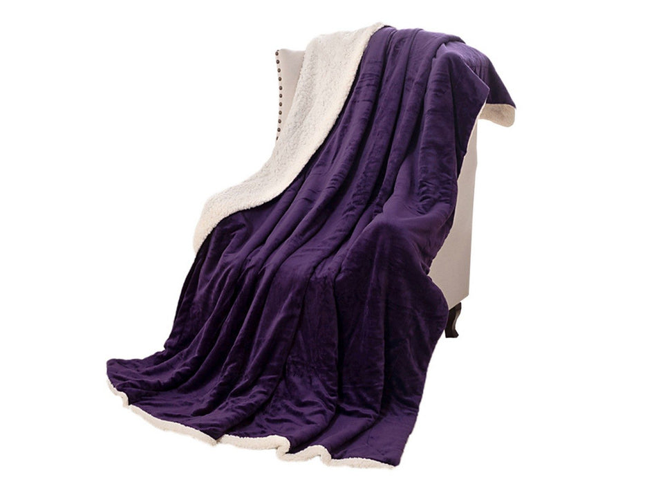 Faux Sherpa Lambswool Throw Blanket - Reversible