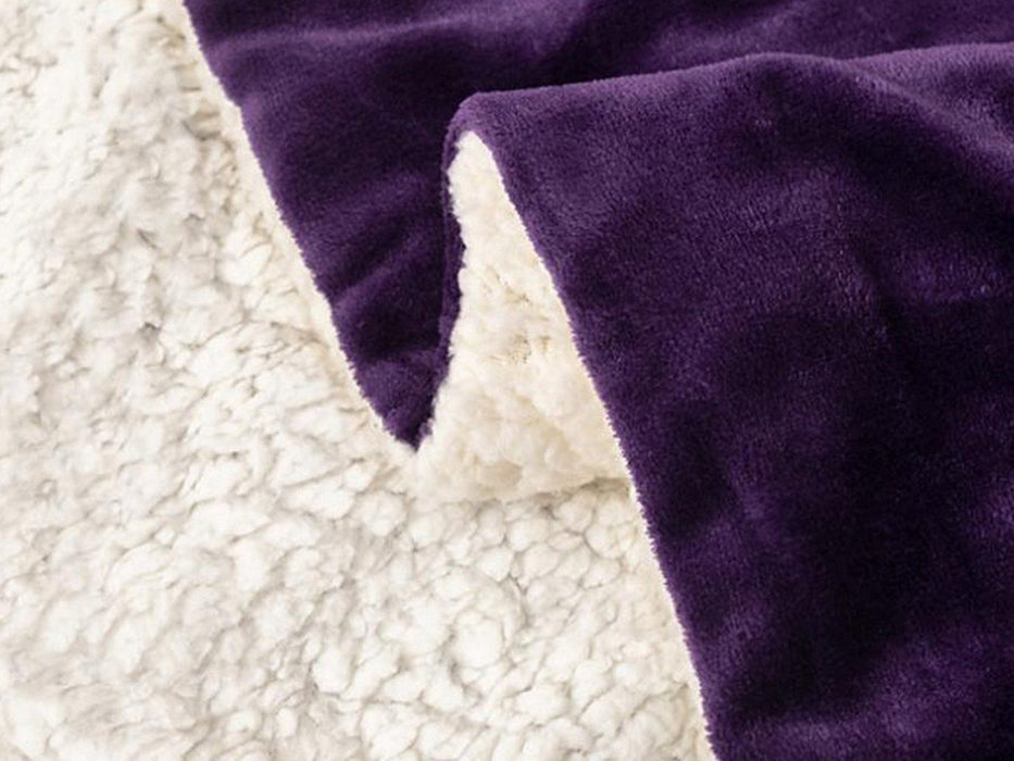 Faux Sherpa Lambswool Throw Blanket - Reversible