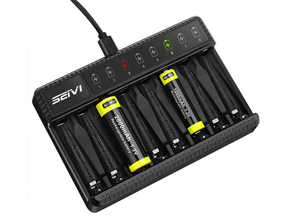 8-Slots Smart Battery Charger for AA and AAA NiMH