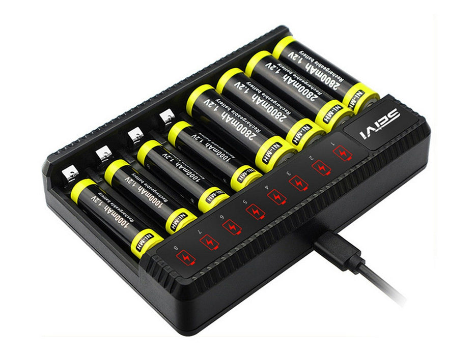 8-Slots Smart Battery Charger for AA and AAA NiMH