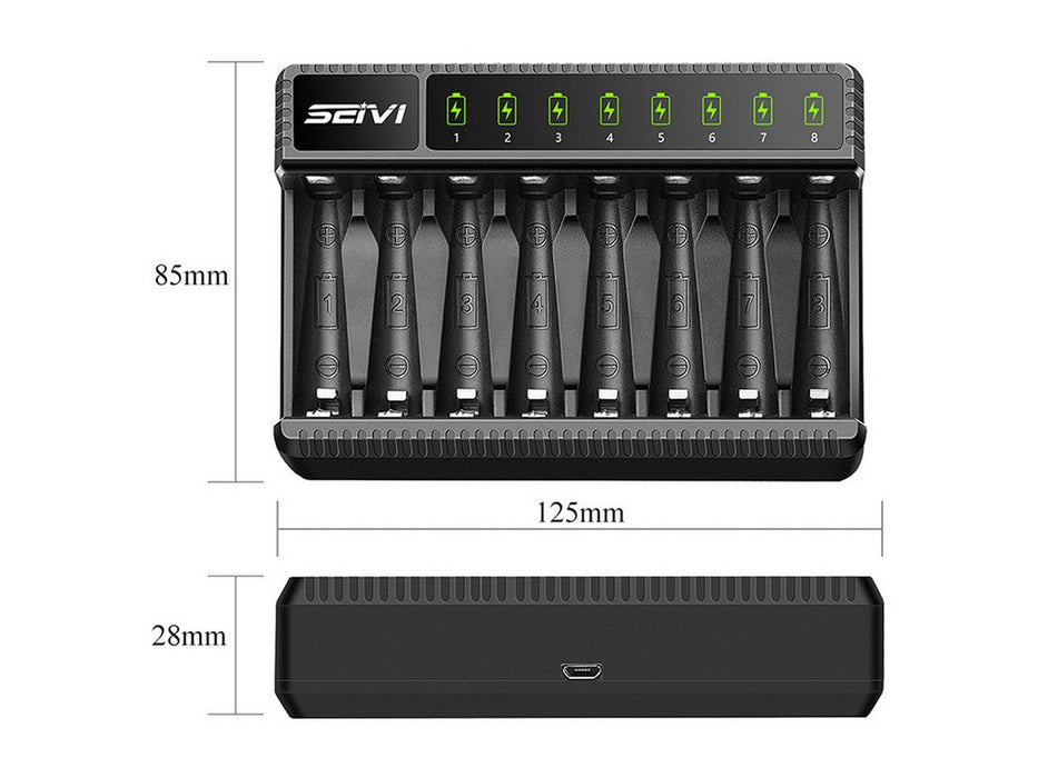 8-Slots Smart Battery Charger for AA and AAA NiMH