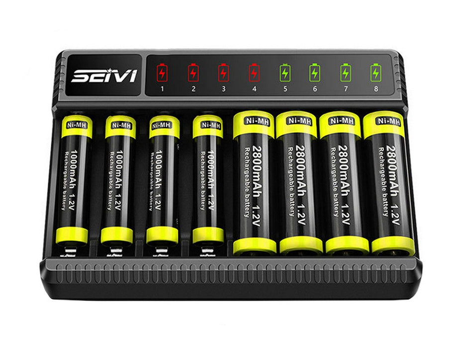 8-Slots Smart Battery Charger for AA and AAA NiMH