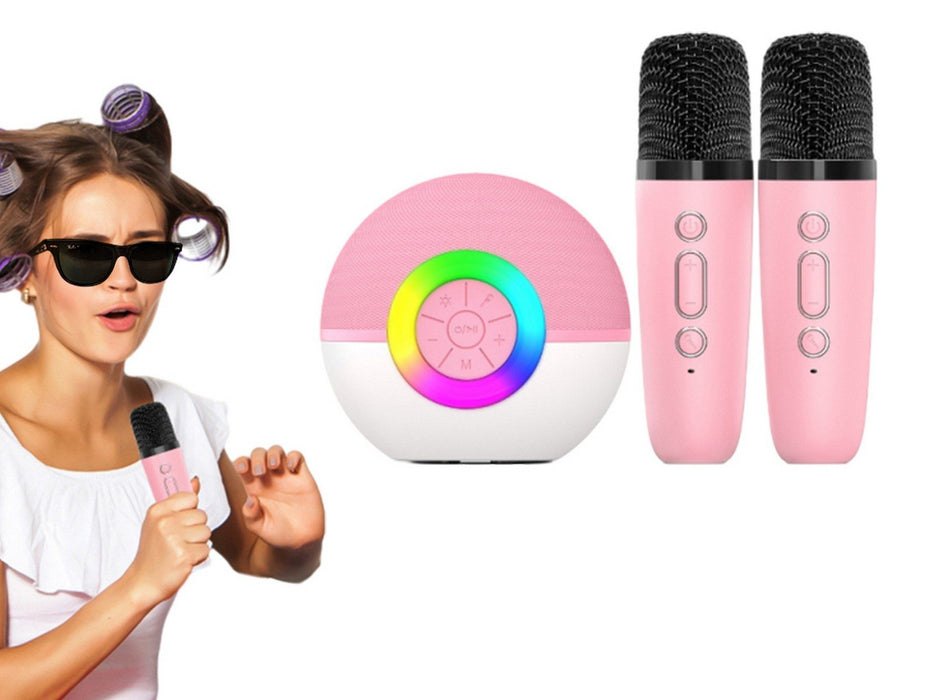 Portable Bluetooth Karaoke Machine with 2 Wireless Microphone