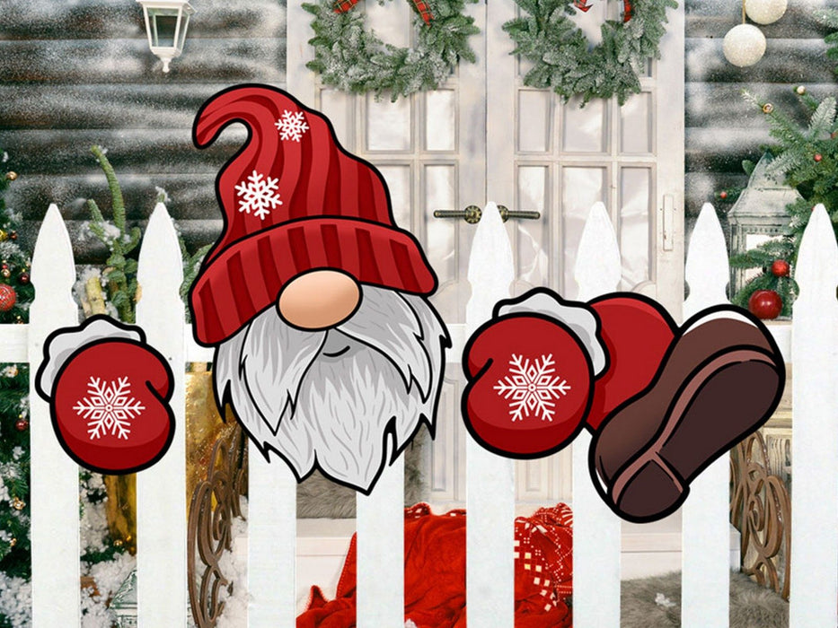 Outdoor Santa Claus Christmas Fence Decoration