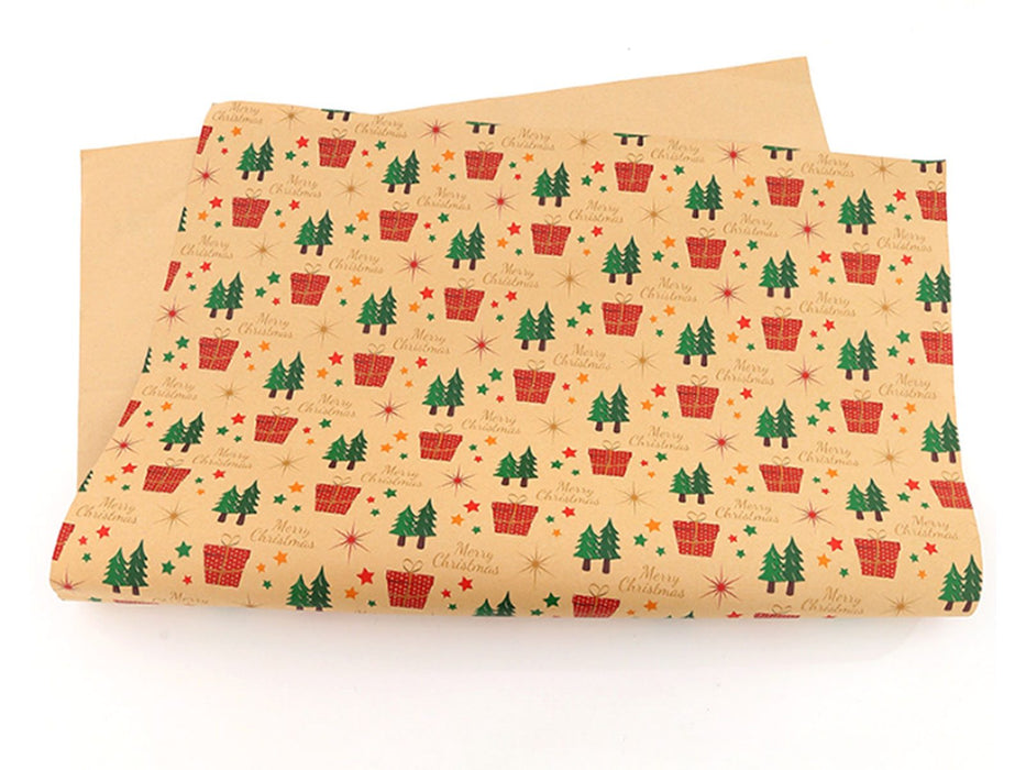 6 Pcs Christmas Wrapping Papers with Jute Strings