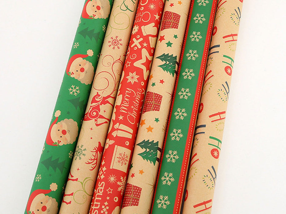 6 Pcs Christmas Wrapping Papers with Jute Strings