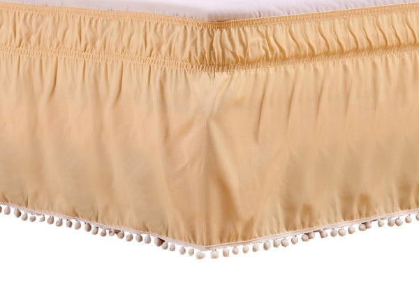 Elastic Pompom Fringe Bed Skirt Wrap
