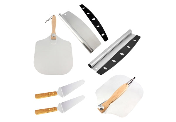 Pizza Spatula Set with Foldable Wooden Handle