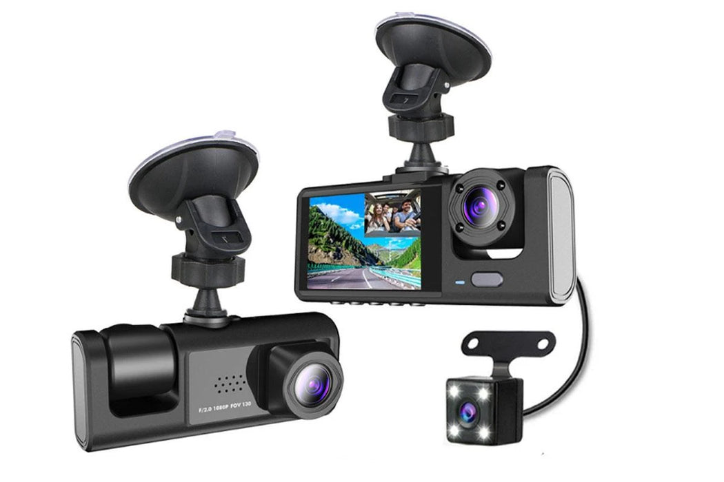 3-Camera Dash Cam with 32GB Card