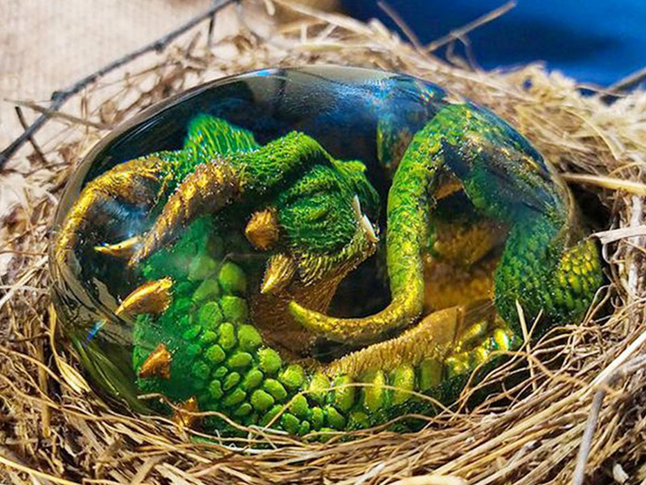 Resin Lava Dragon Egg Sculpture