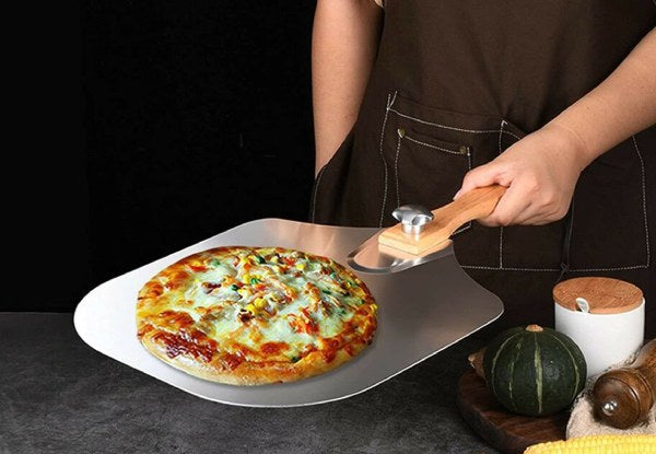 Pizza Spatula Set with Foldable Wooden Handle