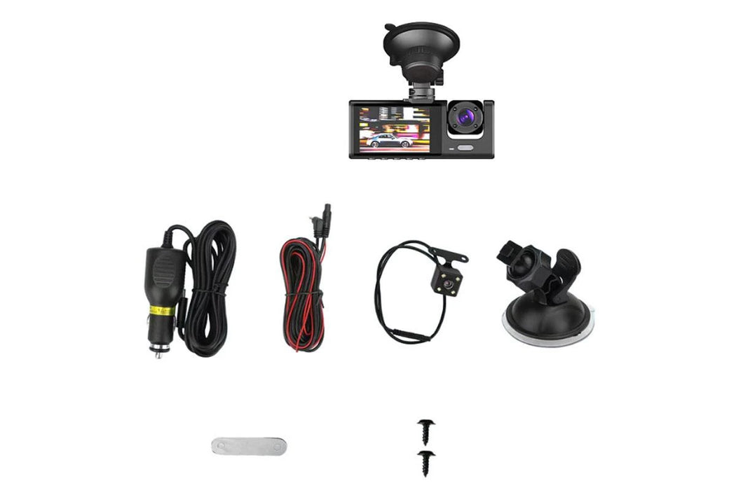 3-Camera Dash Cam with 32GB Card