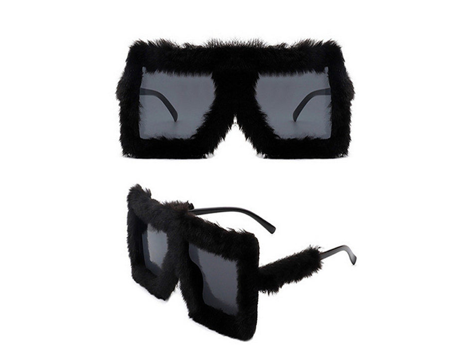 Y2K Plush Fuzzy Glasses