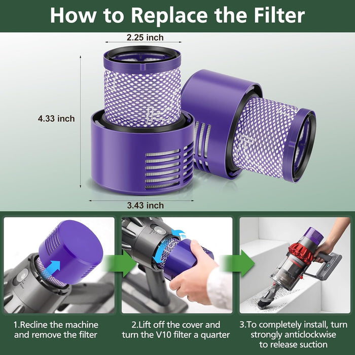 Vacuum Filter Replacement Compatible with Dyson V10