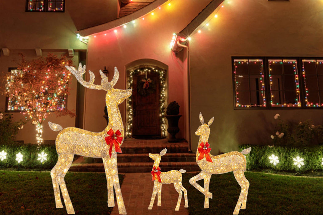 3-pc Outdoor Christmas Reindeer LED Lights