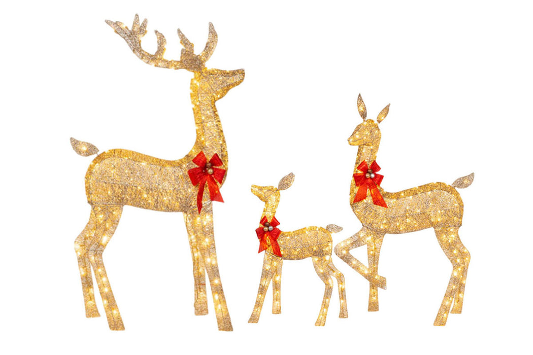 3-pc Outdoor Christmas Reindeer LED Lights