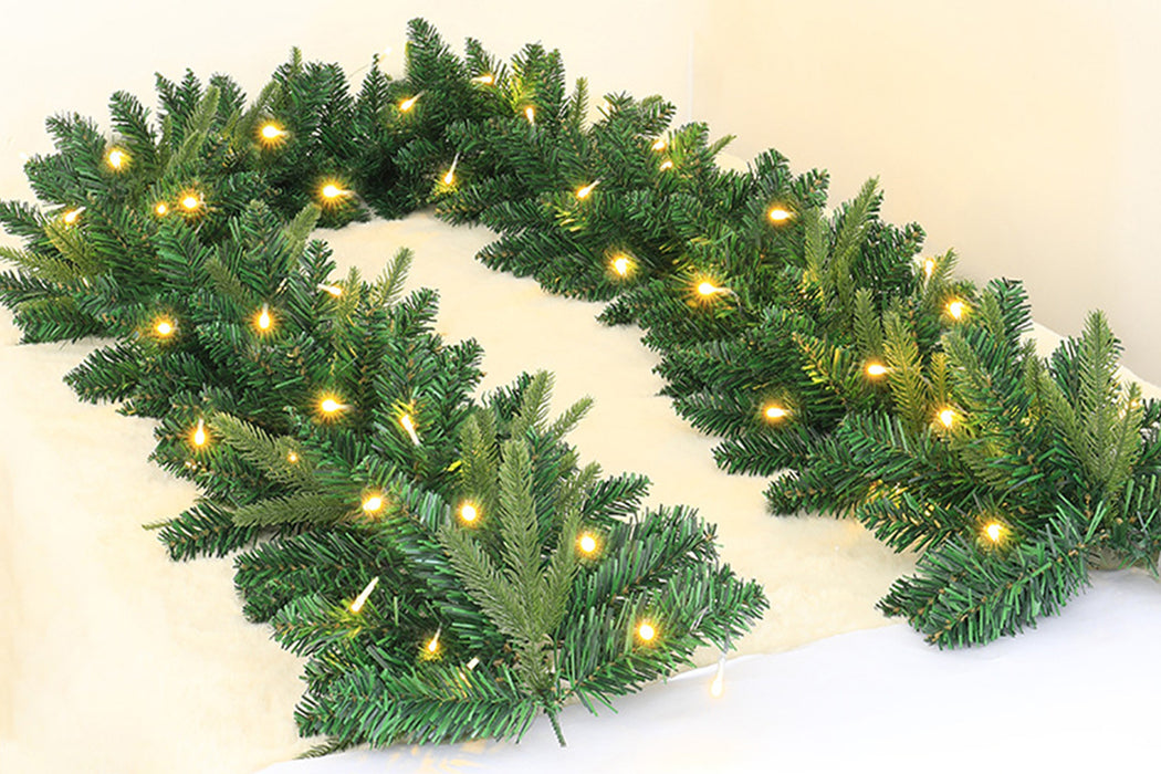 Christmas Pine Garland with LED String Lights