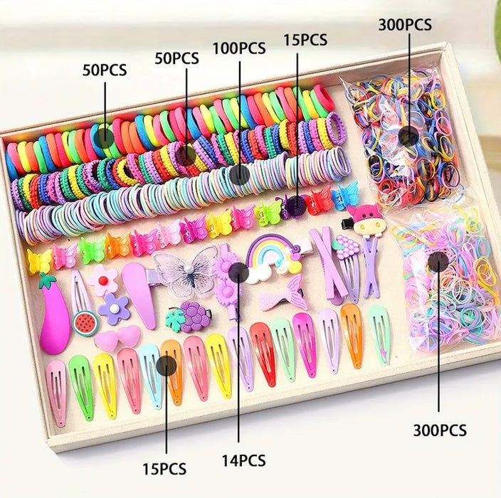 Cute Hair Tie Set for Girls -844 Pcs