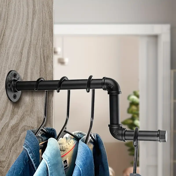 Wall Mounted Industrial Pipe Clothes Rack