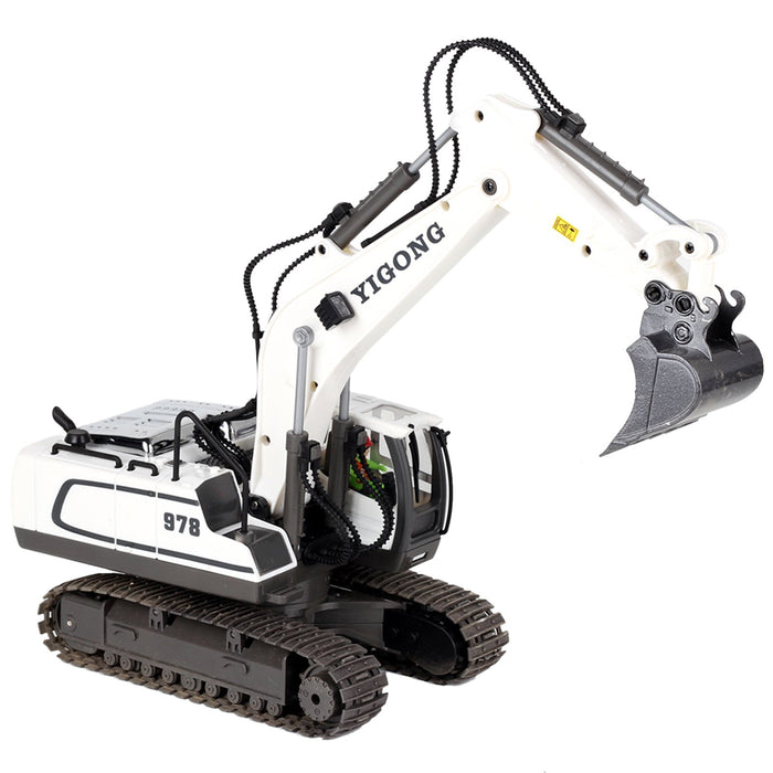 11 Channel Remote Control Excavator Toy - White