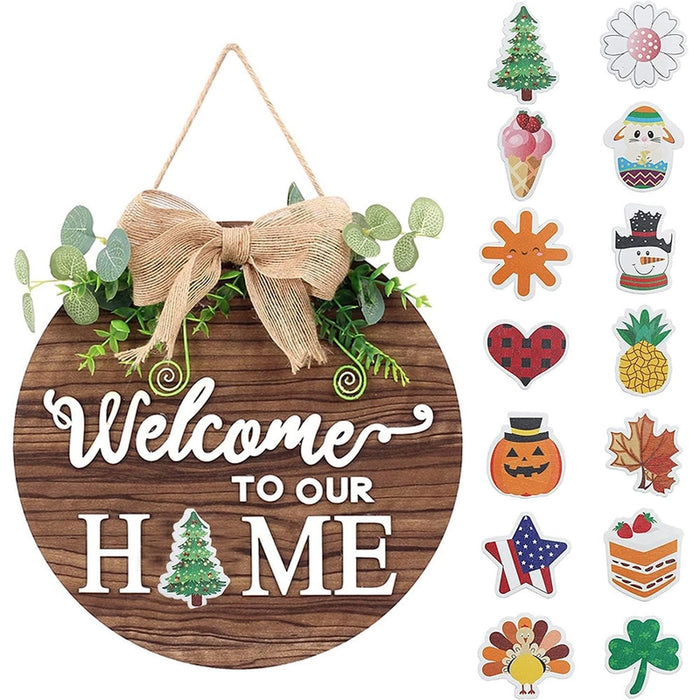 Interchangeable Seasonal Welcome Sign Front Door Decor