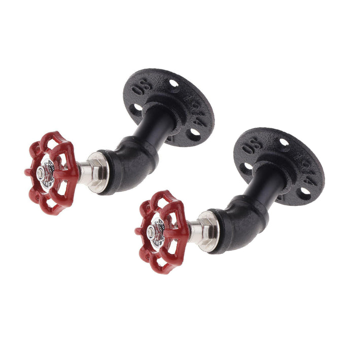 2 Pack Industrial Pipe Robe Hook with Faucet Valve