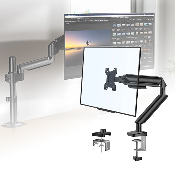 Single Gas Spring Monitor Arm Desk Mount