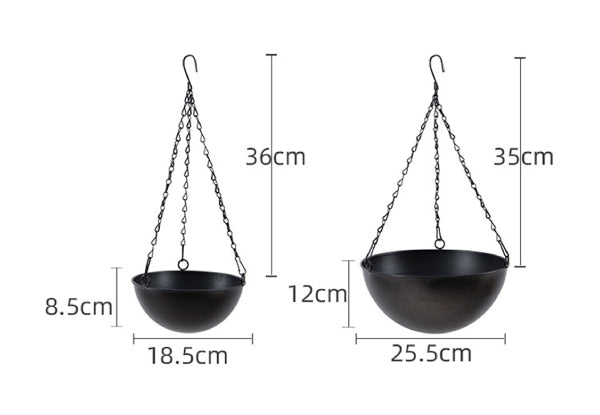 Iron Hanging Flower Pots - 2 Set