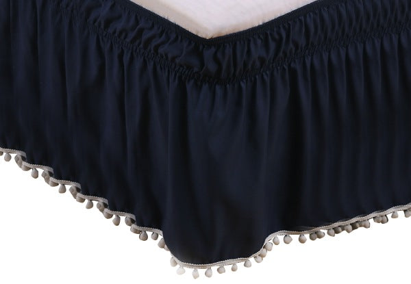 Elastic Pompom Fringe Bed Skirt Wrap