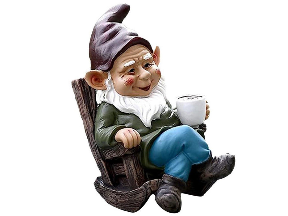 Coffee Drinking Garden Gnome Statue