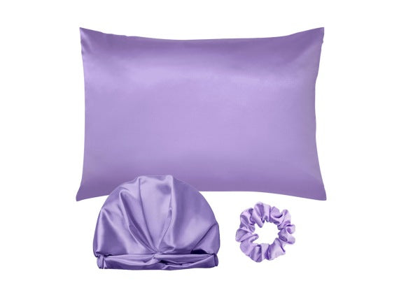 3-Piece Sleeping Bonnet Hair Scrunchy Satin Set