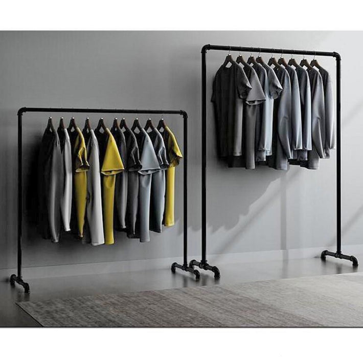 Industrial Freestanding Pipe Clothing Rack 180cm Black