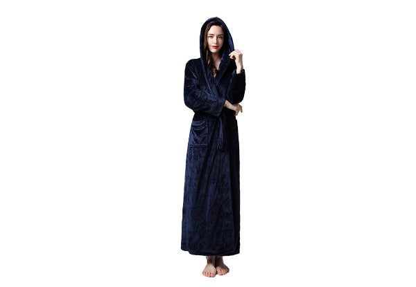 Flannel Adult Hooded Long Bathrobe