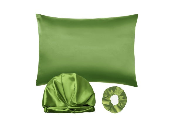 3-Piece Sleeping Bonnet Hair Scrunchy Satin Set