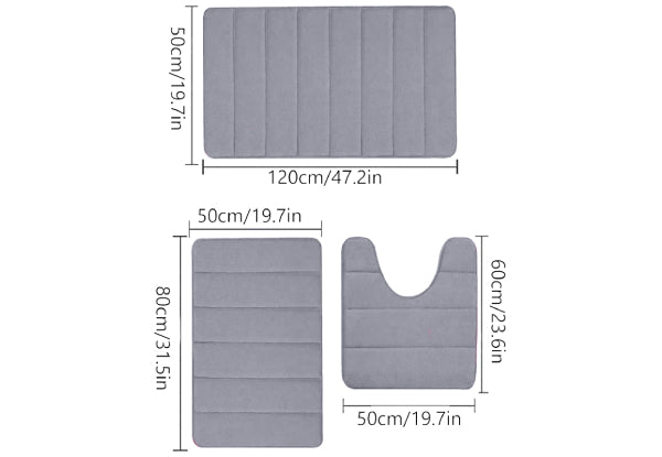 3-Piece Bathroom Mat Toilet Rugs