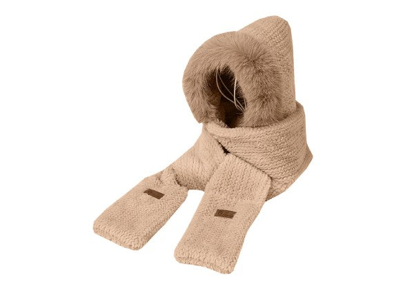 Three-in-One Hooded Scarf with Pockets