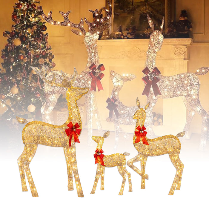 3-pc Outdoor Christmas Reindeer LED Lights