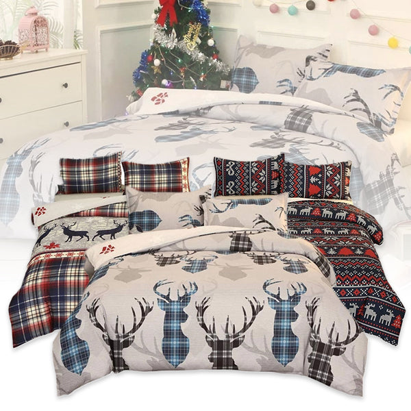 Christmas Pattern Quilt Duvet Cover Set