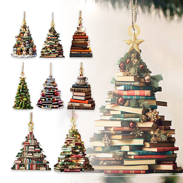 8 Pcs Acrylic Book-Shaped Ornament Christmas Tree Decor